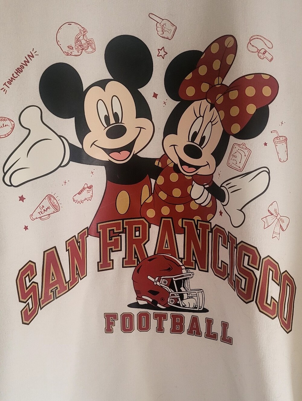 Gildan White Kids Tee with Mickey & Minnie San Francisco Football Graphic 2xl